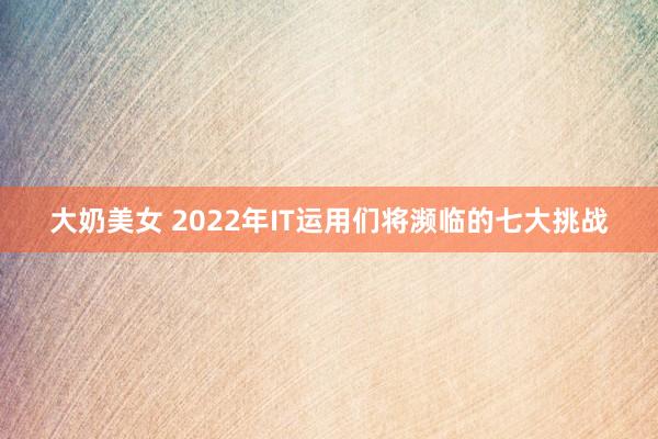 大奶美女 2022年IT运用们将濒临的七大挑战