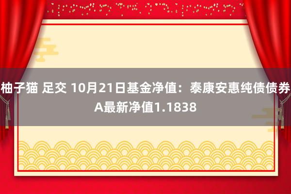 柚子猫 足交 10月21日基金净值：泰康安惠纯债债券A最新净值1.1838