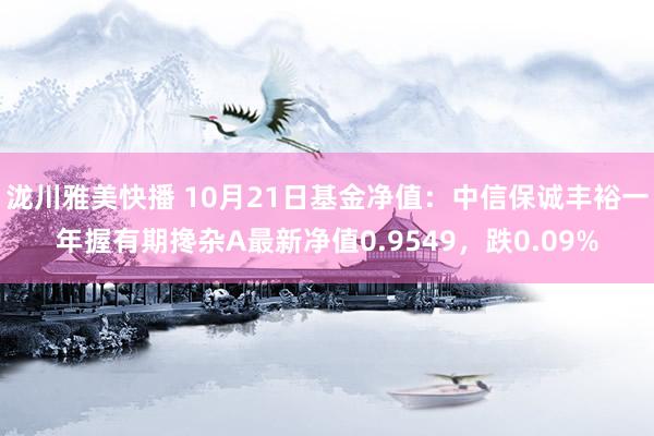 泷川雅美快播 10月21日基金净值：中信保诚丰裕一年握有期搀杂A最新净值0.9549，跌0.09%