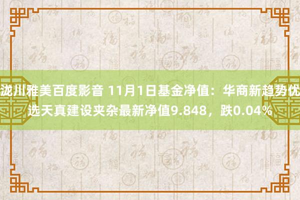 泷川雅美百度影音 11月1日基金净值：华商新趋势优选天真建设夹杂最新净值9.848，跌0.04%