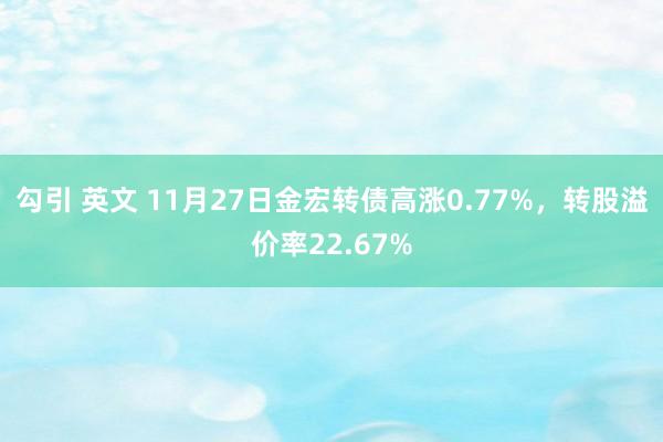 勾引 英文 11月27日金宏转债高涨0.77%，转股溢价率22.67%