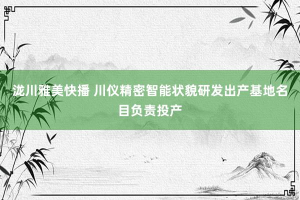 泷川雅美快播 川仪精密智能状貌研发出产基地名目负责投产