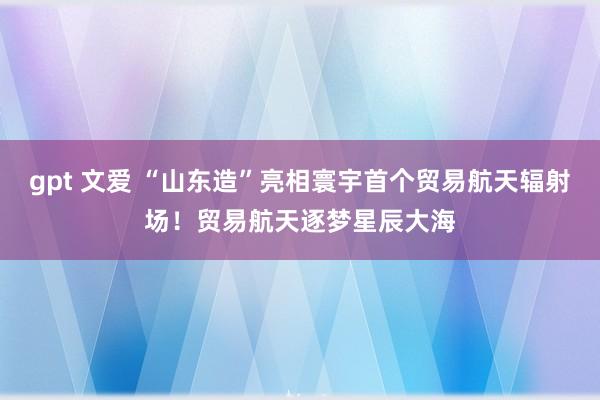 gpt 文爱 “山东造”亮相寰宇首个贸易航天辐射场！贸易航天逐梦星辰大海