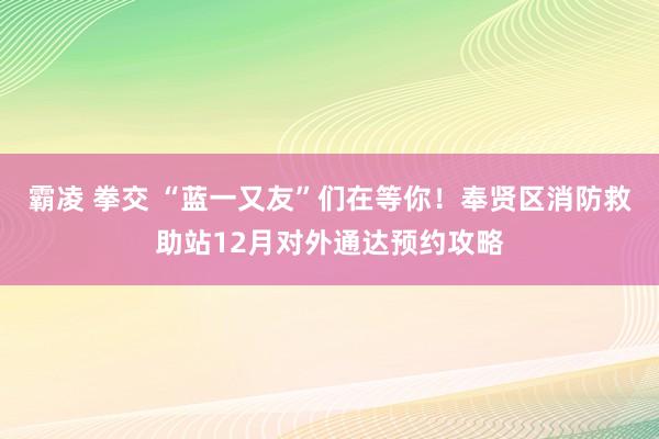 霸凌 拳交 “蓝一又友”们在等你！奉贤区消防救助站12月对外通达预约攻略