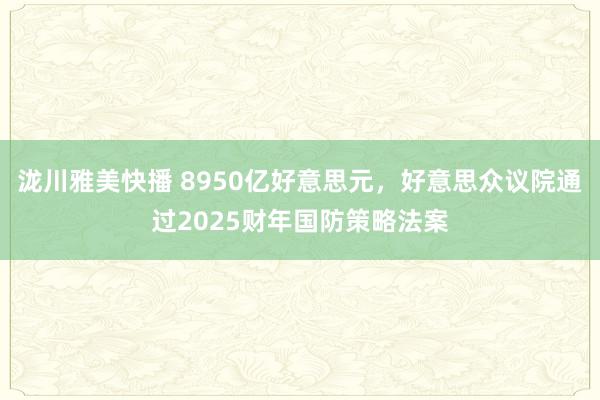 泷川雅美快播 8950亿好意思元，好意思众议院通过2025财年国防策略法案