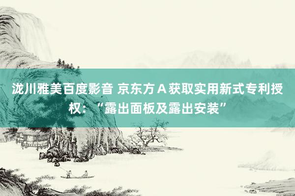 泷川雅美百度影音 京东方Ａ获取实用新式专利授权：“露出面板及露出安装”