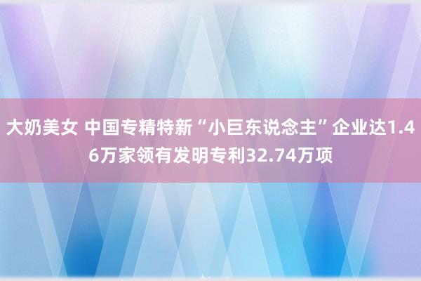 大奶美女 中国专精特新“小巨东说念主”企业达1.46万家领有发明专利32.74万项