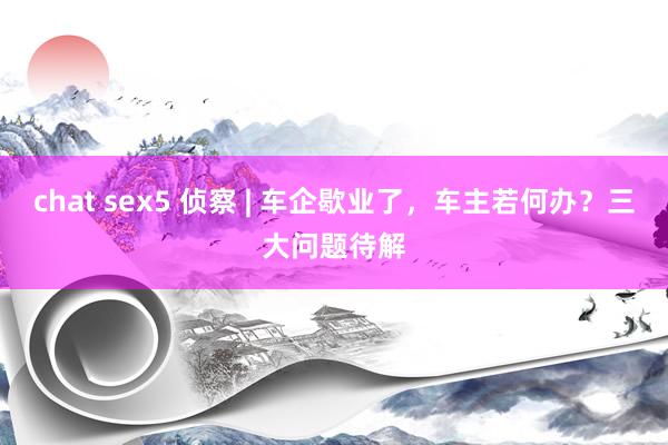 chat sex5 侦察 | 车企歇业了，车主若何办？三大问题待解