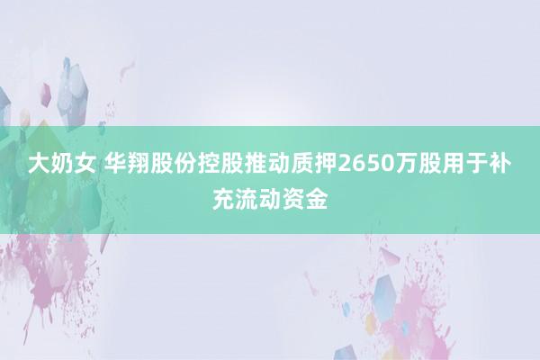 大奶女 华翔股份控股推动质押2650万股用于补充流动资金